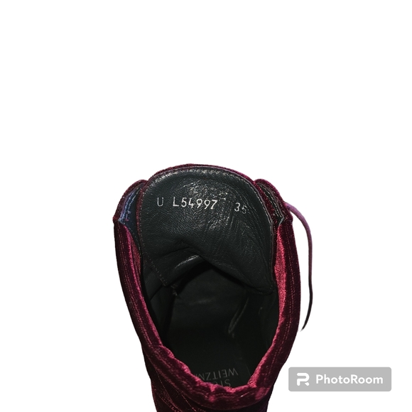 STUART WEITZMAN Climbing Block Heel Cabernet Velvet Bootie - Picture 4 of 4